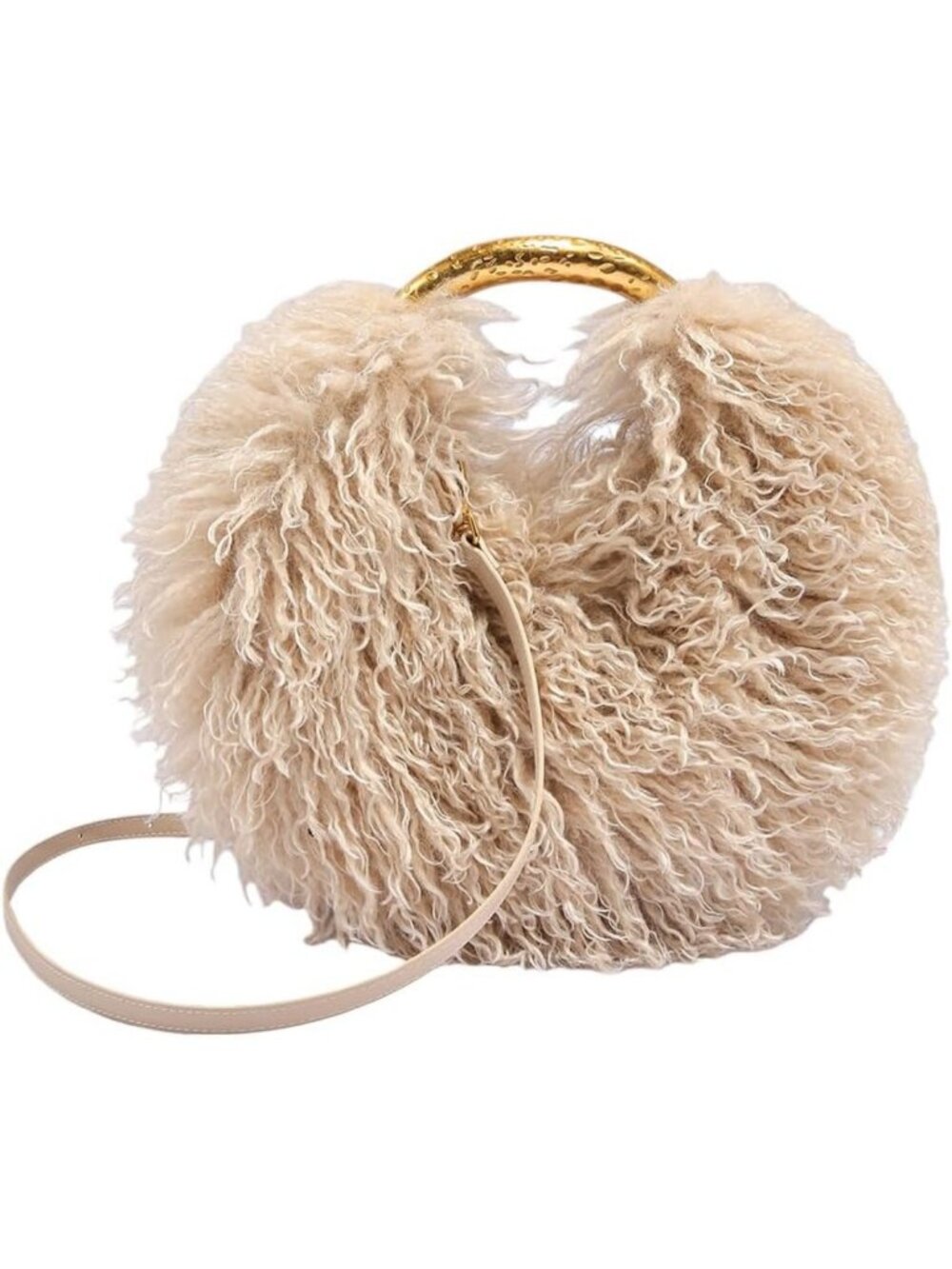 Cozy Burgundy Furry Handbag | Fluffy Shoulder Bag & Hobo Purse for Women